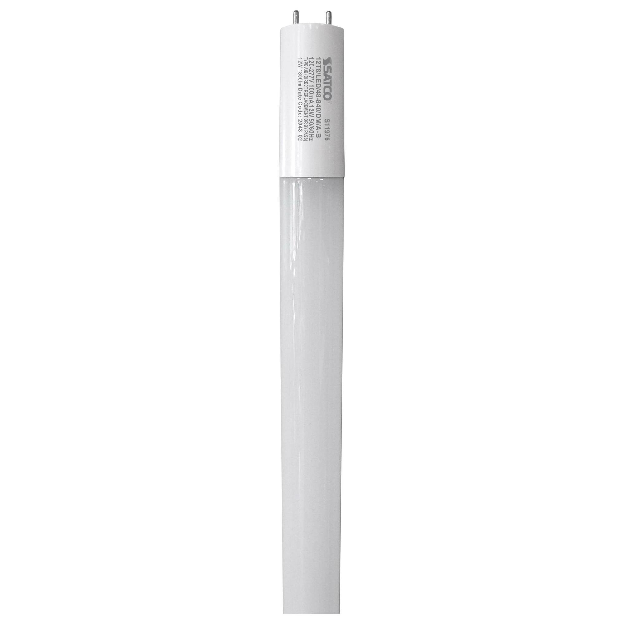 12 Watt - 48 Inch - T8 LED - G13 Base - Dual Mode Hybrid Type A/B - 4000K - 1800 Lumens