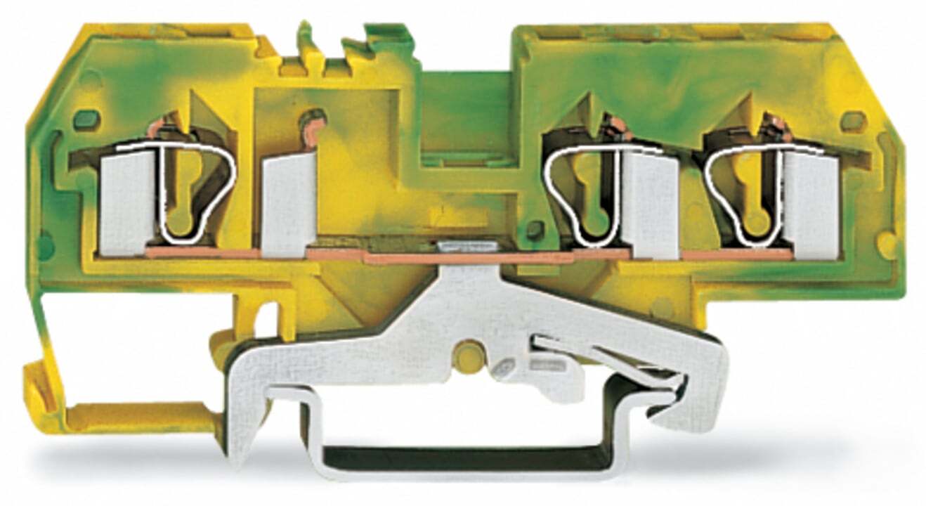 3-conductor ground terminal block; 4 mm; center marking; for DIN-rail 35 x 15 and 35 x 7.5; CAGE CLAMP; 4,00 mm; green-yellow