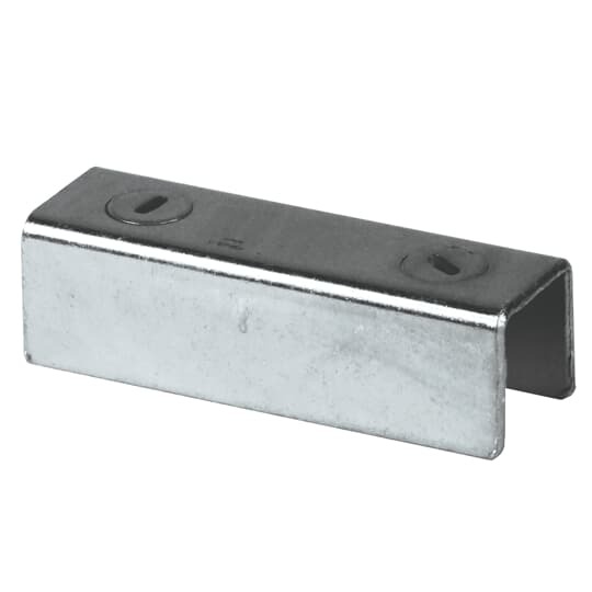 Support, U Shape Channel Joiner, Length 4-1/2 Inches, Depth 1-11/32 Inches, Width 1-3/8 Inches, Holes 3/4-16 Inch UNF Thread on 1-7/8 Inch Centers, Steel