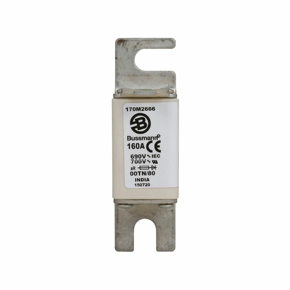 Fuse-link, high speed, 160 A, AC 690 V, DIN 00, aR, DIN, IEC, single indicator, live gripping lugs