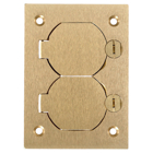 Hubbell Wiring Device Kellems, Floor and Wall Boxes, Flush ConcreteFloor Box Series, Cover, Rectangular, Duplex Flap, Brass