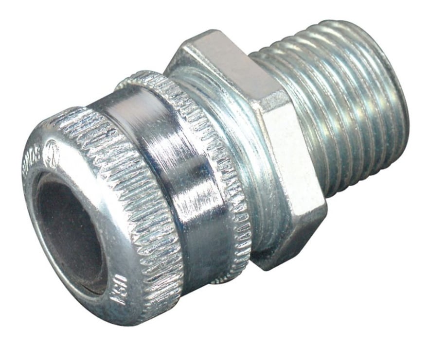 CGB4913 Form E Straight Cable Gland Cord Connector, 1-1/4 in Trade, 1-3/8 to 1-5/8 in Cable Openings, Aluminum/Feraloy Iron Alloy, Acrylic Painted/Electro-Galvanized
