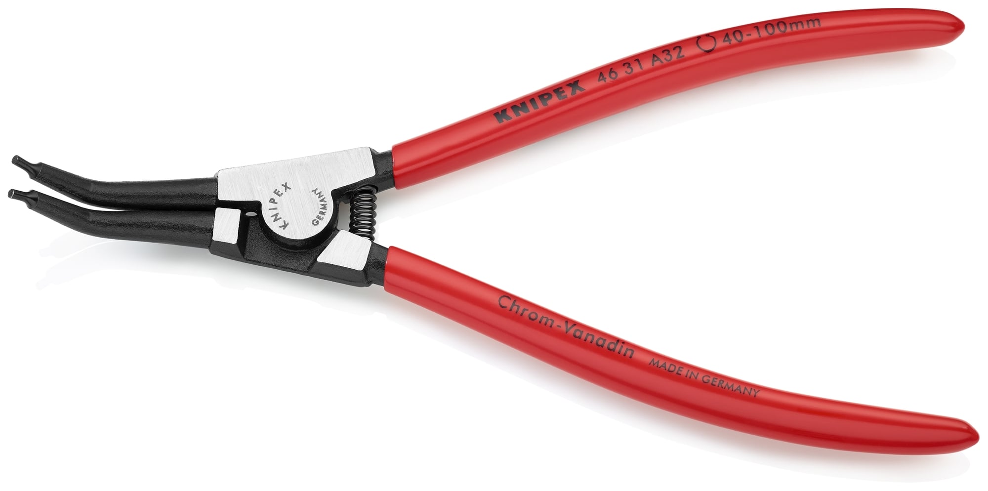 External 45° Angled Snap Ring Pliers-Forged Tips, 8 1/4 in., Plastic coating, 3/32 in. Tips