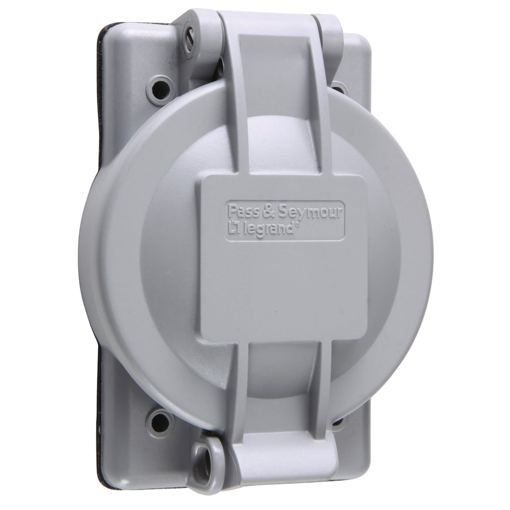 Industrial Grade Weatherproof Lift Cover For Flanged Inlet/Outlet, 1.96 Diameter Opening to Accommodate 15/20A Straight Blade, 15A Turnlok, 20403 Power Interrupter,Gray