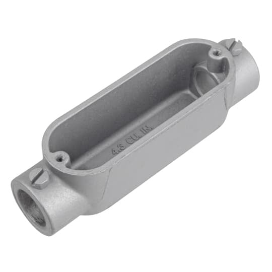 1 inch Set Screw Die Cast Aluminum Thru-Feed Conduit Body. For Use with EMT Conduit.