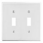 Hubbell Wiring Device Kellems, Wallplates and Box Covers, Wallplate,Non-Metallic, 2-Gang, 2) Toggle, White