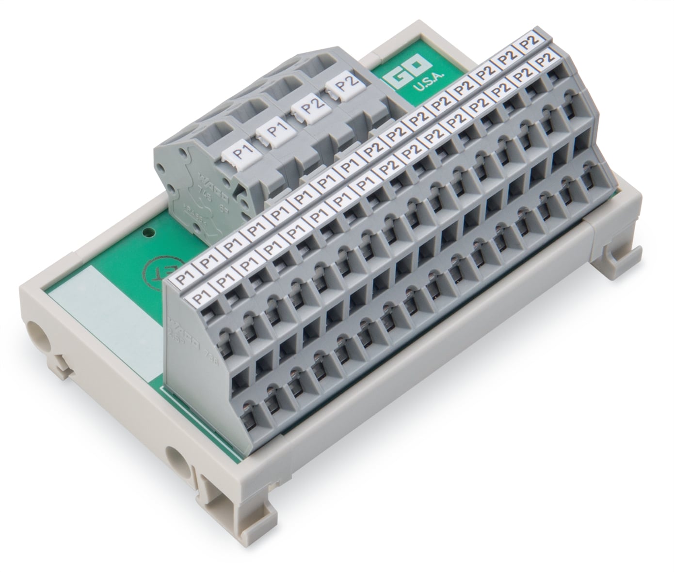 Potential distribution module; 2 potentials; with 2 input clamping points each; Conductor cross-section up to 6 mm; with 16 output clamping points each; Conductor cross-section up to 2.5 mm