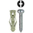 Anchor Kit, #12 x 1-1/2 IN Size, 101 pieces, Nylon material, 3/8 in. drill size, includes (50) #12 Green Triple Grip Anchor and (1) Carbide Masonry Drill and (50) #12 x 1-1/2 IN Phillips/Slotted Head Sheet Metal Screw