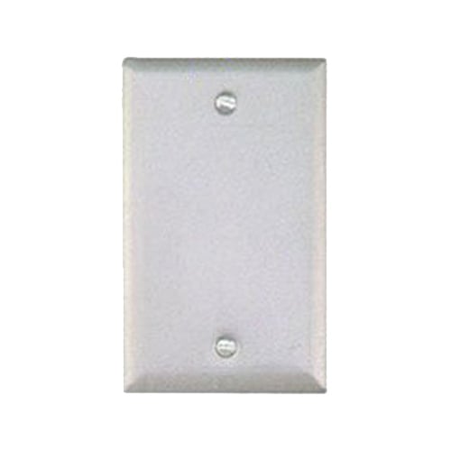 TEDDICO, Cover, Single Gang, Blank, Weatherproof, Material: Stamped Steel, Finish: Powder Coat, Size: 2-13/16 IN Width X 4-9/16 IN Height, Color: Grey, Construction: Rugged, Seamless, Mounting: 3-9/32 IN Hole Spacing, Includes: Gasket And Screws, Package Type: Show Pak