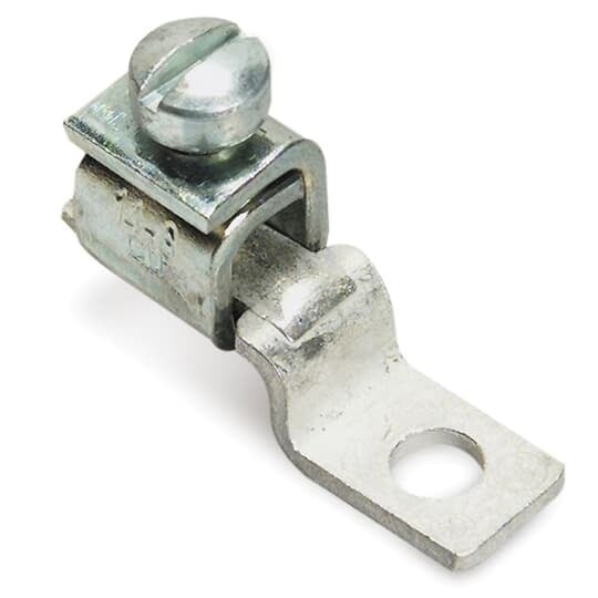 Locktite One-Hole Lug, Offset Tongue, Copper Tongue, Conductor Range 14-6 AWG, #10 Bolt, Steel Cadmium Plated