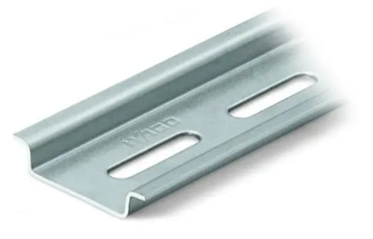 Steel carrier rail; 35 x 7.5 mm; 1 mm thick; 2 m long; slotted; according to EN 60715; "Hole width 25 mm; 1 tube of 40 pieces