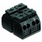 4-conductor chassis-mount terminal strip; suitable for Ex e II applications; 2-pole; L1-N; without ground contact; 1 snap-in foot per pole; 4 mm²; 4,00 mm²; black
