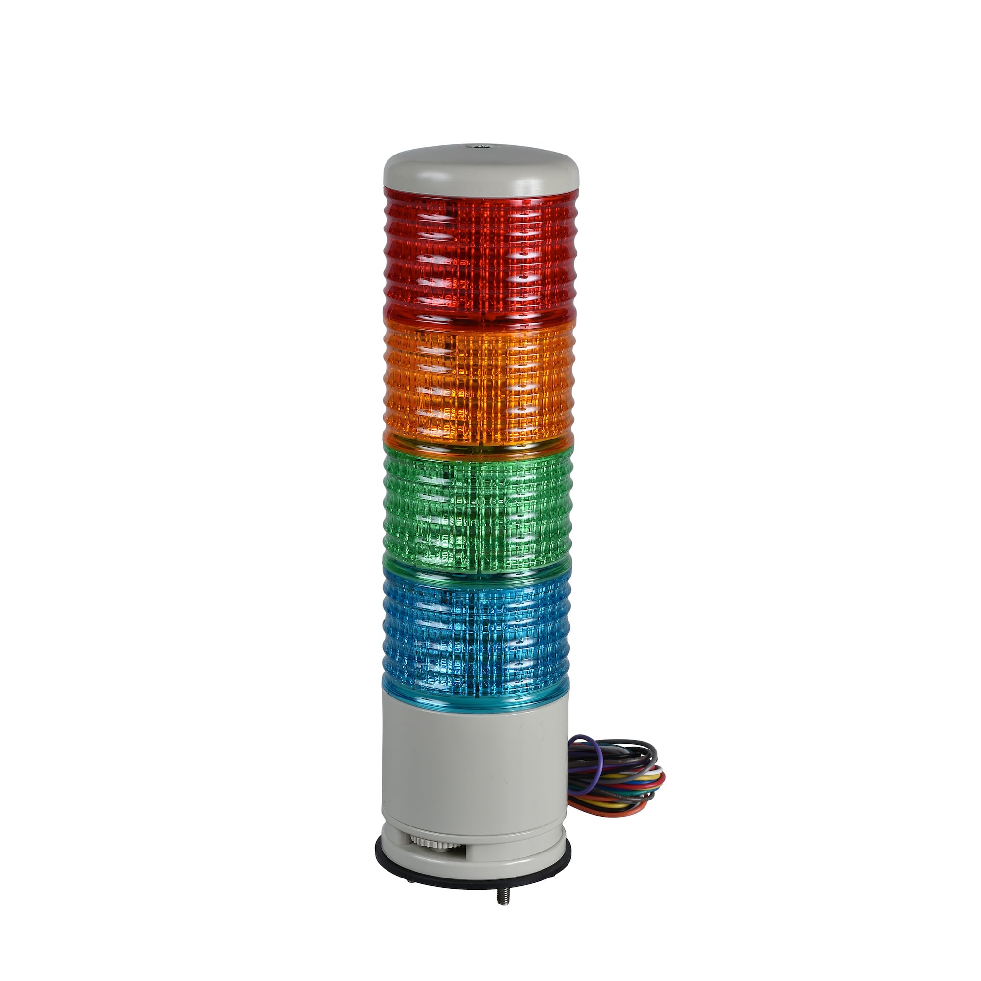 Harmony XVC, Monolithic precabled tower light, plastic, red orange green blue, 60, base mounting, steady or flashing, buzzer, IP54, 24 V AC/DC