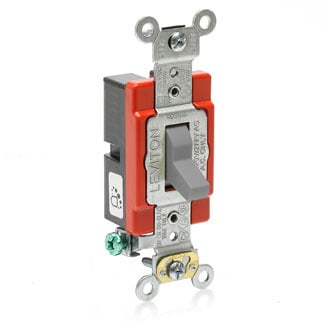 A1221-GY Self-Grounding Standard AC Quiet Toggle Switch, 120 V AC, 20 A, 800 W, 1000 VA Power Rating