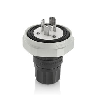 15 Amp, 277 Volt, NEMA L7-15P, 2P, 3W, Plug, Locking, Industrial Grade, Grounding, Rhino-Hide - BLACK