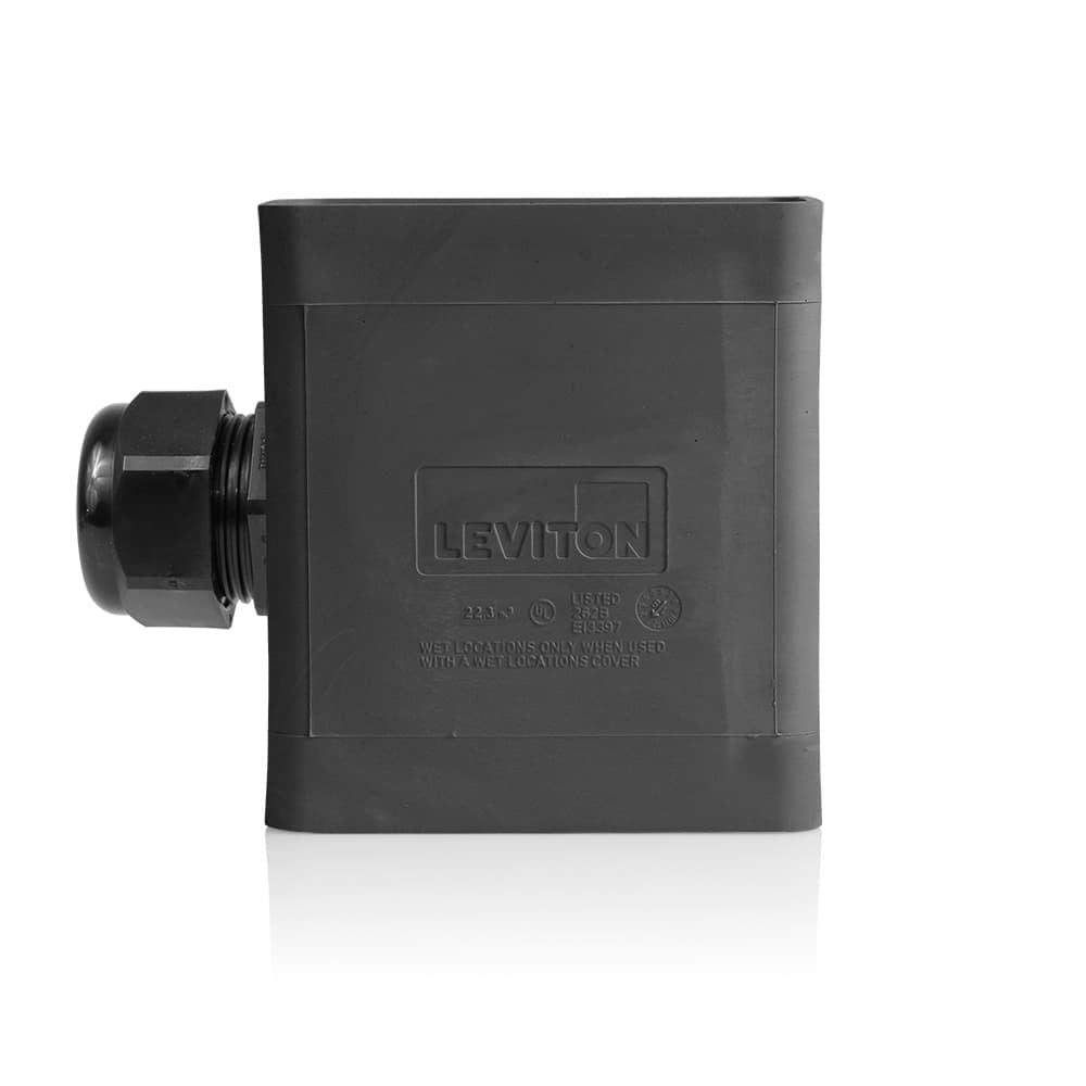 Portable Outlet Box, Sing-Gang, Extra Deep, Pendant Style, Cable Diameter 0.590-Inch, 1.000-Inch, Black