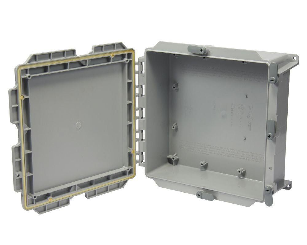 JBXH12124 12"x12"x4" PVC JUNCTION BOX HINGED SCEPTER JBOX
