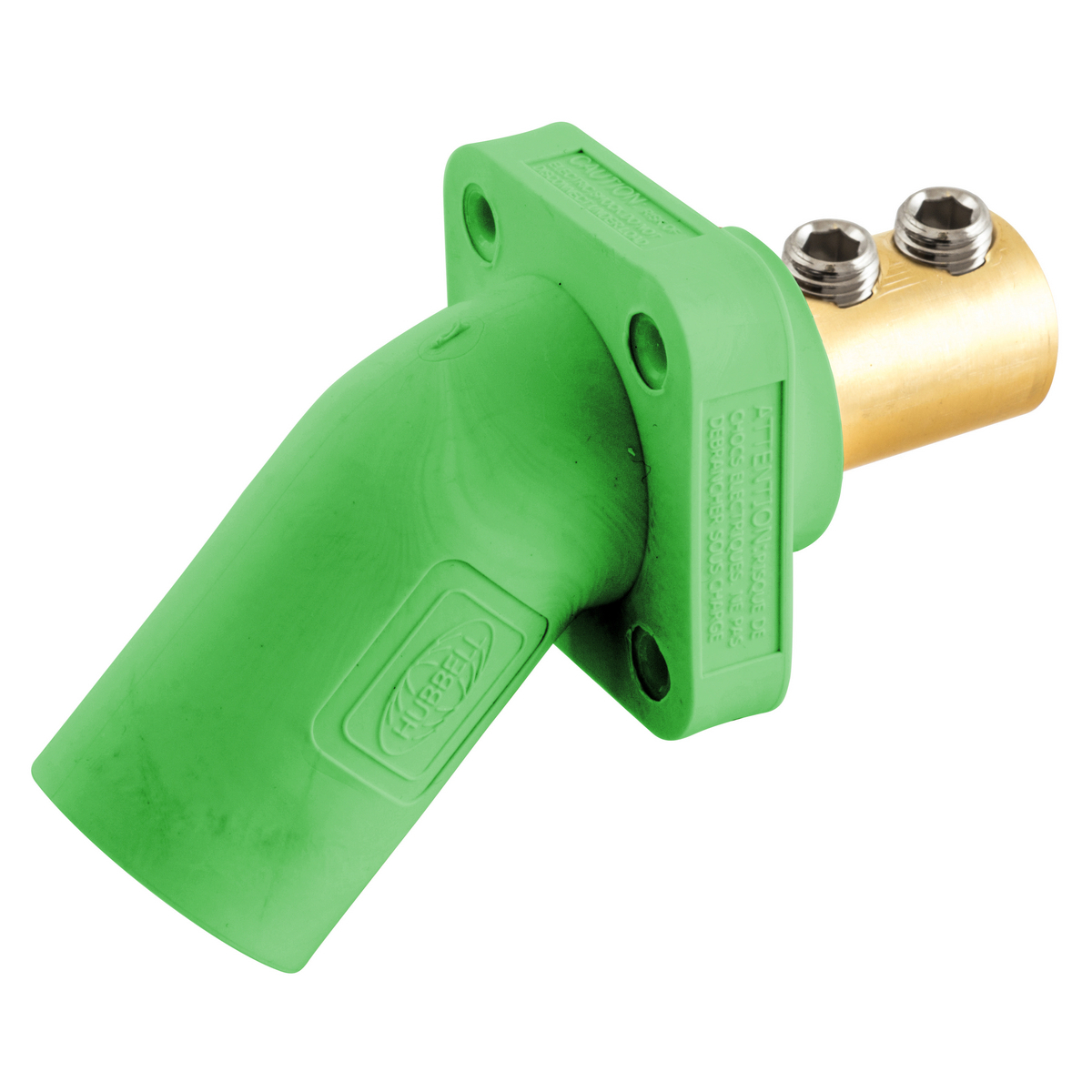 Single Pole Products, 300/400A Series,Inlet, Angled, Double Set Screw, Green