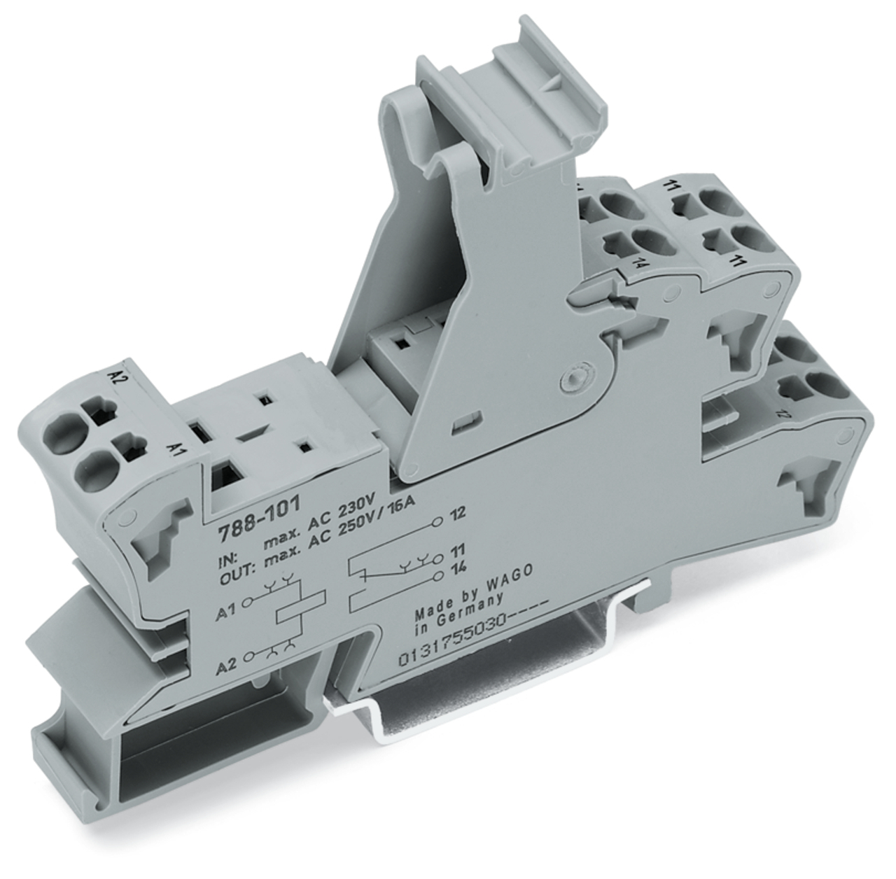 Relay socket; 2 changeover contacts; for 25 mm basic relays; gray