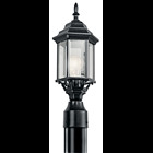 This 1 light outdoor post light from the Chesapeake(TM) Collection embodies America's coastal communities. Featuring a lantern-like shape in a Black finish, it is formed from die-cast aluminum by the finest craftsmen in the industry.