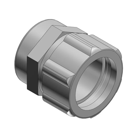 3/8 Inch Steel Liquidtight Adapter, Thread Size 5/8 Inch-24 UNEF-2B, Rigid Conduit to Metric
