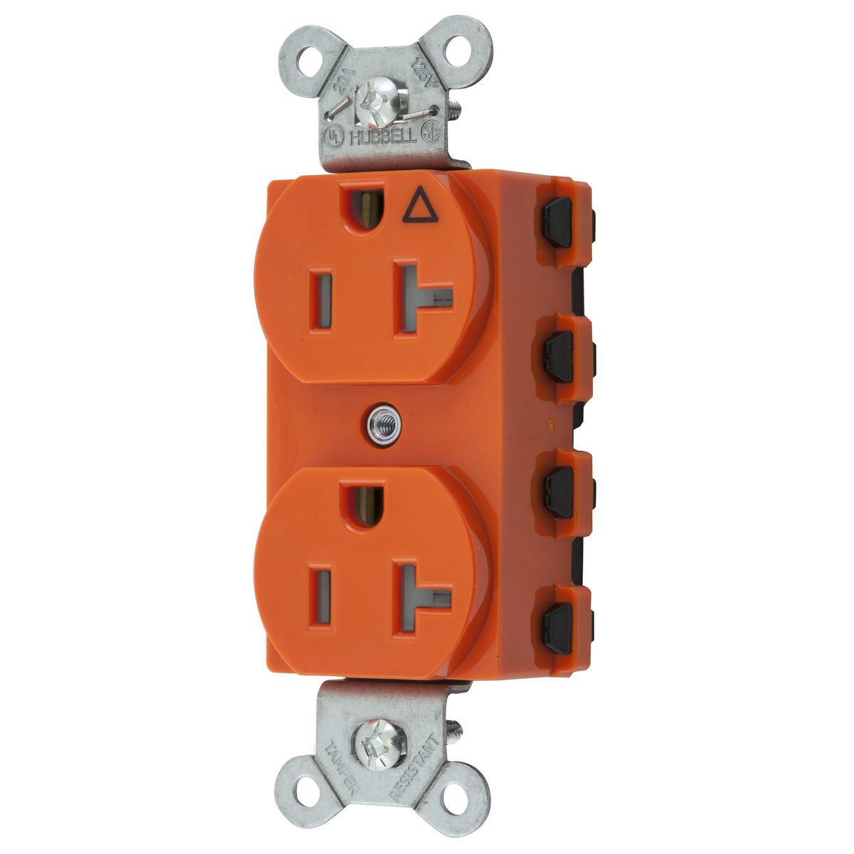 Straight Blade Devices, Receptacles, Duplex, SNAPConnect, Isolated Ground, Tamper Resistant, 20A 125V, 2-Pole 3-Wire Grounding, 5-20R, Orange