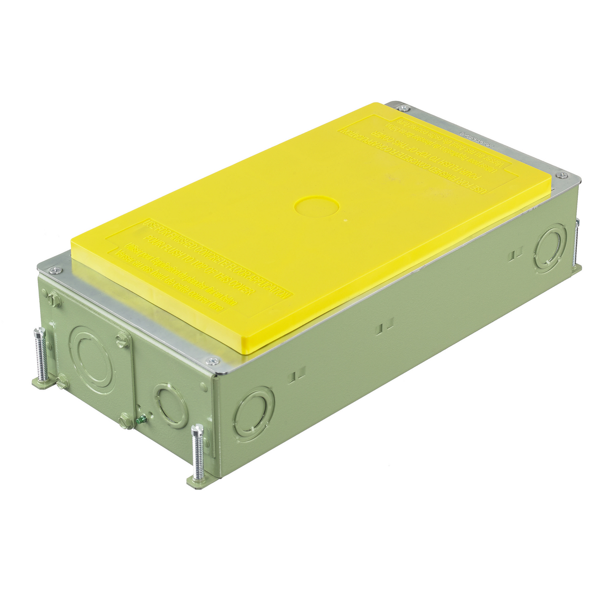 Concrete Floorboxes, Galvanized Stamped Steel Box, Recessed, 2-Gang CFB Series Box for Rectangular Covers, 3.00" Minimum Depth of Pour, Corrosion Resistant Paint