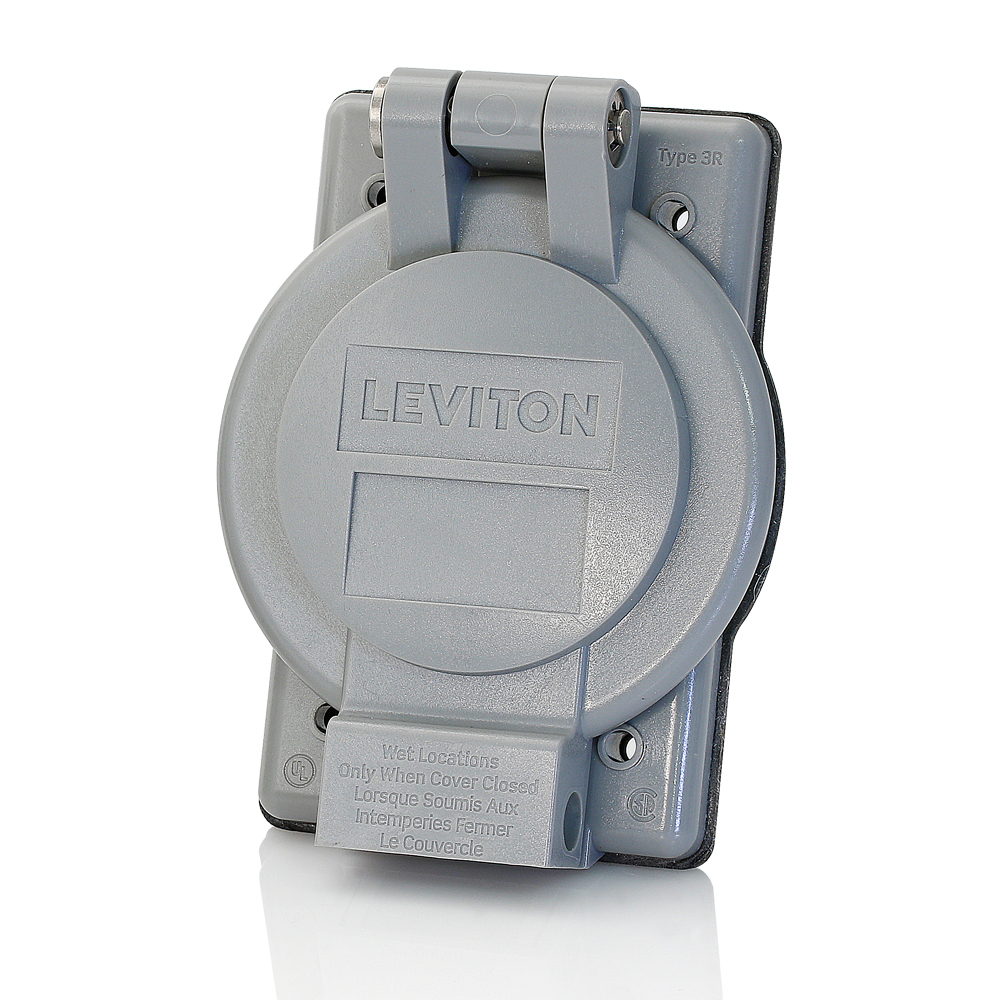 1-Gang Weatherproof Cover for Flanged Devices, 2.25 Inch Diameter, FS/FD Box Mount, Industrial Grade, IP64, NEMA 3R, Vertical Self Closing Lid - GRAY