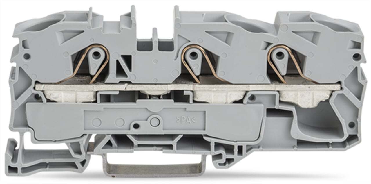 3-conductor through terminal block; 16 mm; suitable for Ex e II applications; side and center marking; for DIN-rail 35 x 15 and 35 x 7.5; Push-in CAGE CLAMP; 16,00 mm; gray