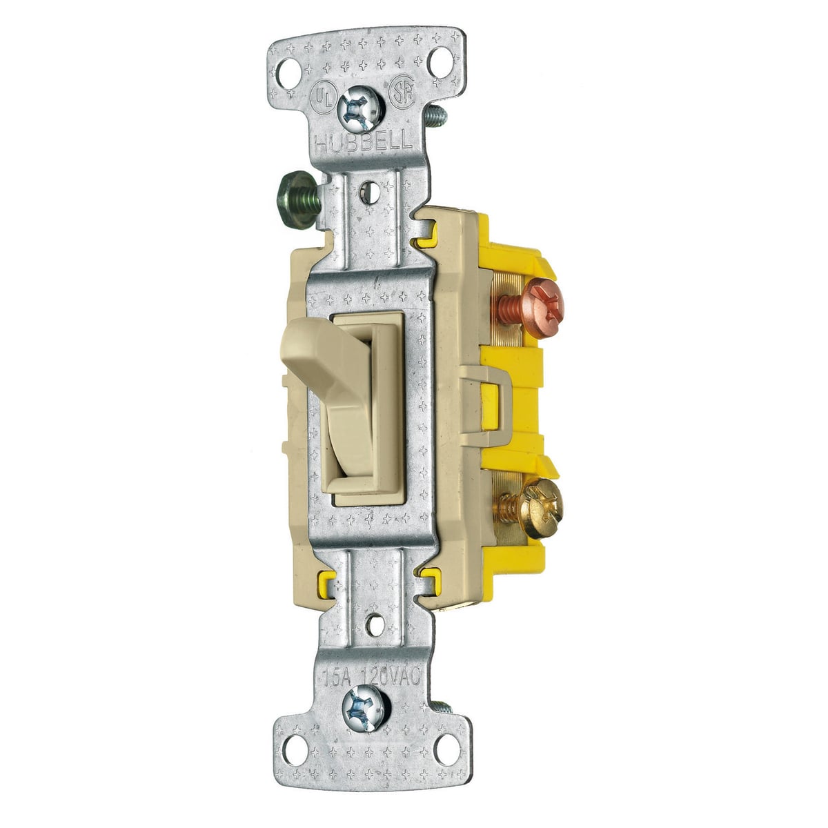 TradeSelect, Switches and Lighting Controls, Residential Grade, Toggle Switches, Three Way, 15A 120V AC, Ivory