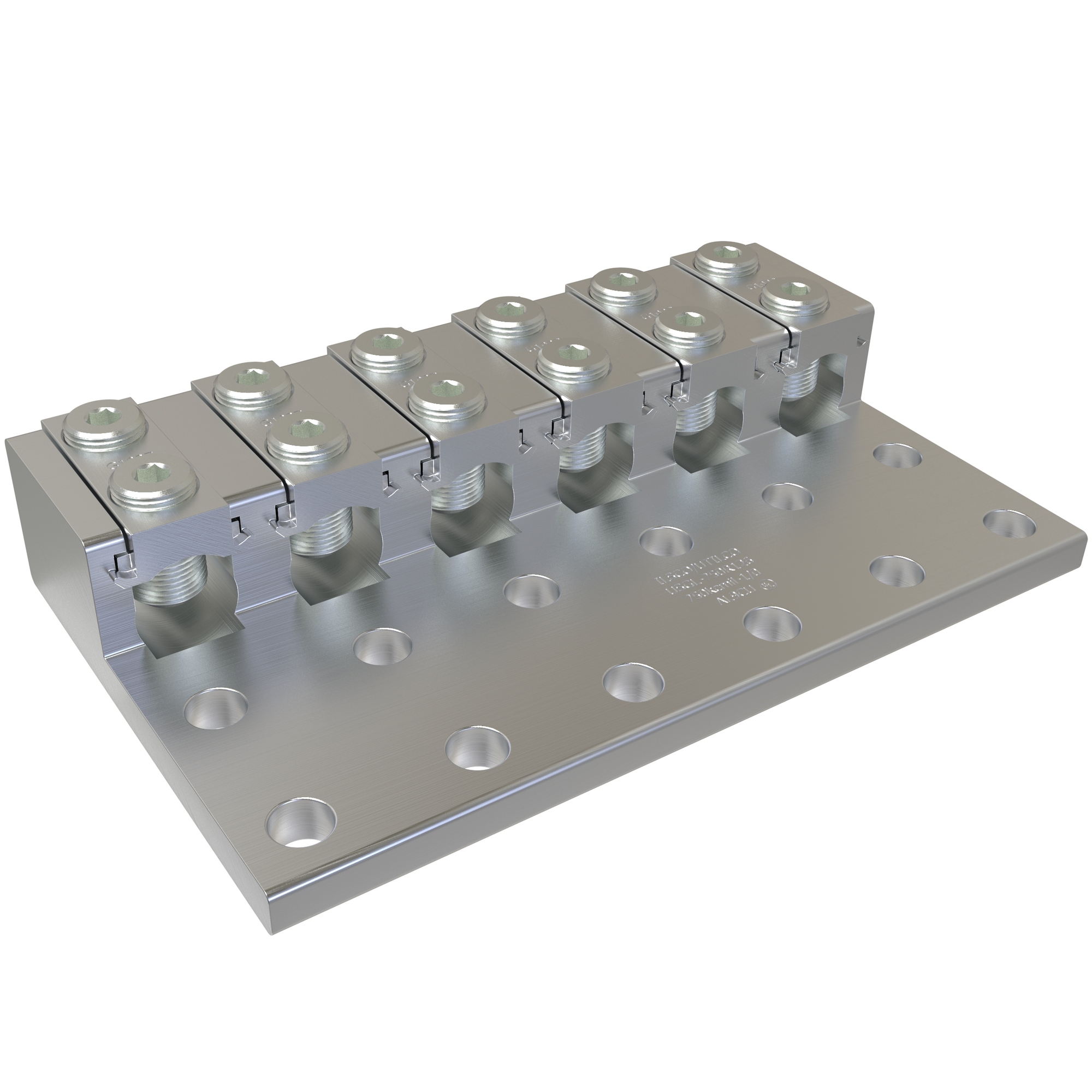 Cleartrax Aluminum Lay-In Connector, Dual Rated, Conductor Range 750-1/0, 6 Ports, 12 Holes, UL