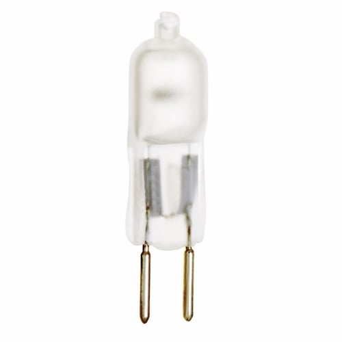 Halogen Bi Pin Lamp, Designation: 35T4/F, 12 V, 35 WTT, T4 Shape, GY6.35 Bi Pin GY6.35 Base, Frosted, C-6 Filament, 2000 HR, Lumens: 536 LM Initial, 1-9/16 IN Length, 1/2 IN Diameter