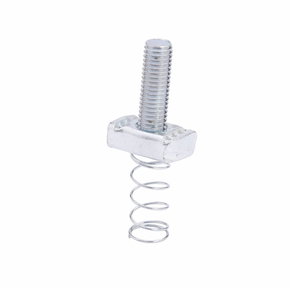 Eaton B-Line series stud nut with spring, 0.85" H x 1.25" L x 1.31" W, Steel, Electro-plated finish, 3/8?-16 bolt size, Stud nut with spring