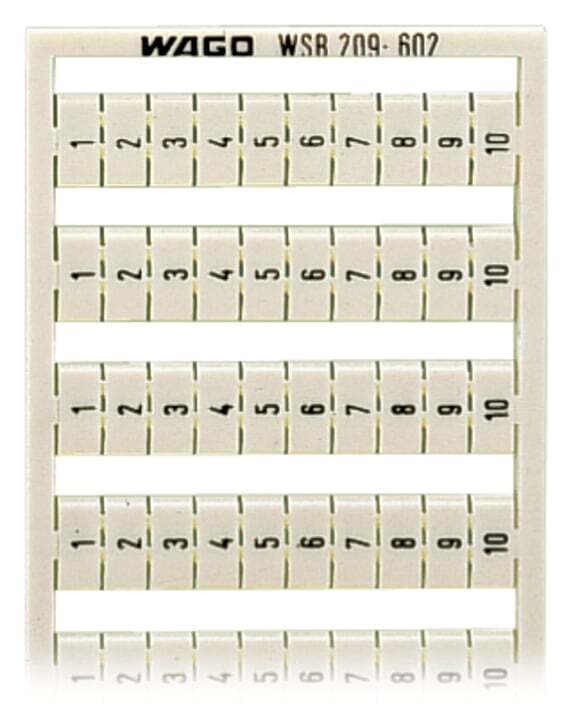 WSB marking card; as card; MARKED; 1 ... 10 (10x); not stretchable; Vertical marking; snap-on type; white