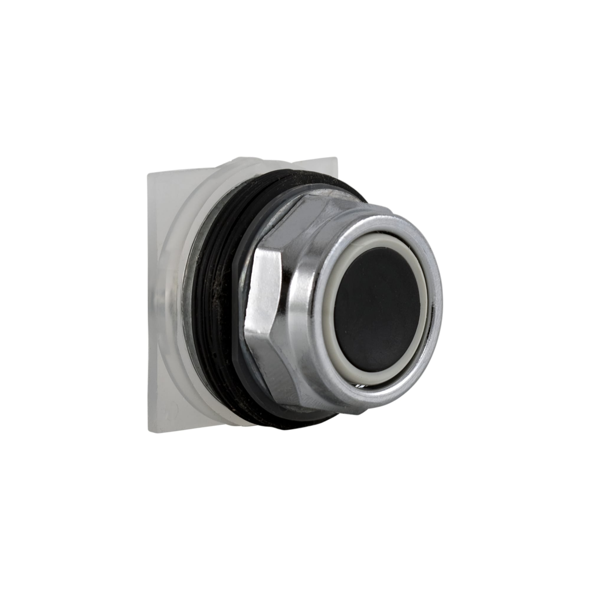 Push-button, Harmony 9001K, metal, flush, black, 30mm, spring return, 2 C/O