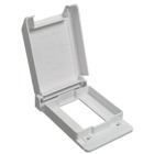 Vertical Mount Weatherproof GFCI Receptacle Box Cover, Length 4.75 Inches, Width 3.0 Inches, Thickness 0.78 Inches, Material Polycarbonate, Color White
