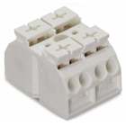 4-conductor chassis-mount terminal strip; 2-pole; without ground contact; 1 snap-in foot per pole; 4 mm²; 4,00 mm²; white