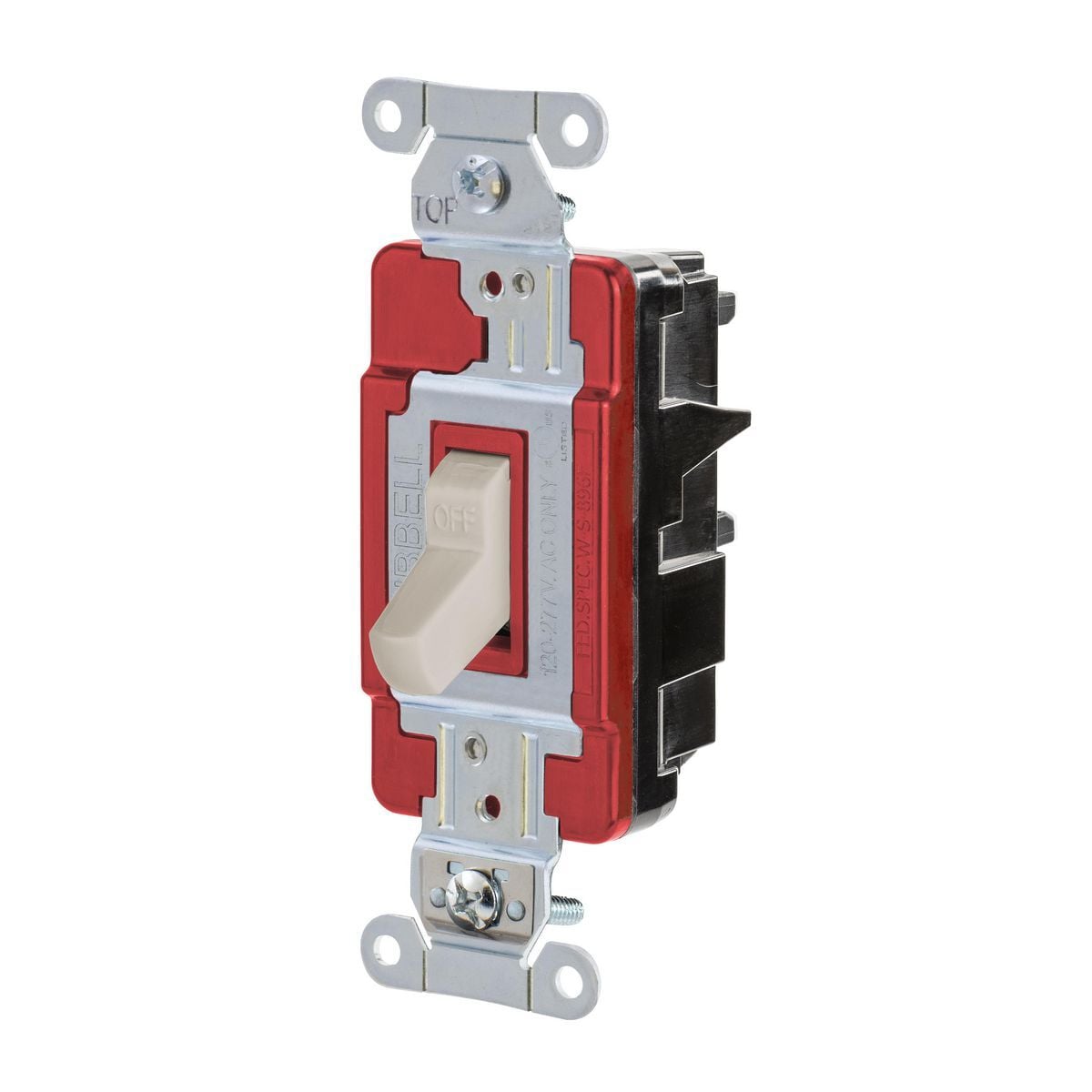 EdgeConnect, Single Pole Switch, Industrial Grade, Screwless Termination, Toggle, 20A 120/277V, Light Almond