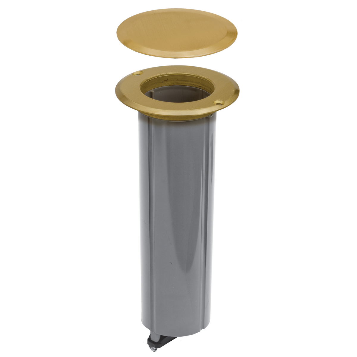 Floor and Wall Boxes, Residential Floor Box Kit, Drop-In, 15A 125V, 2-Pole 3-Wire Grounding, Brass