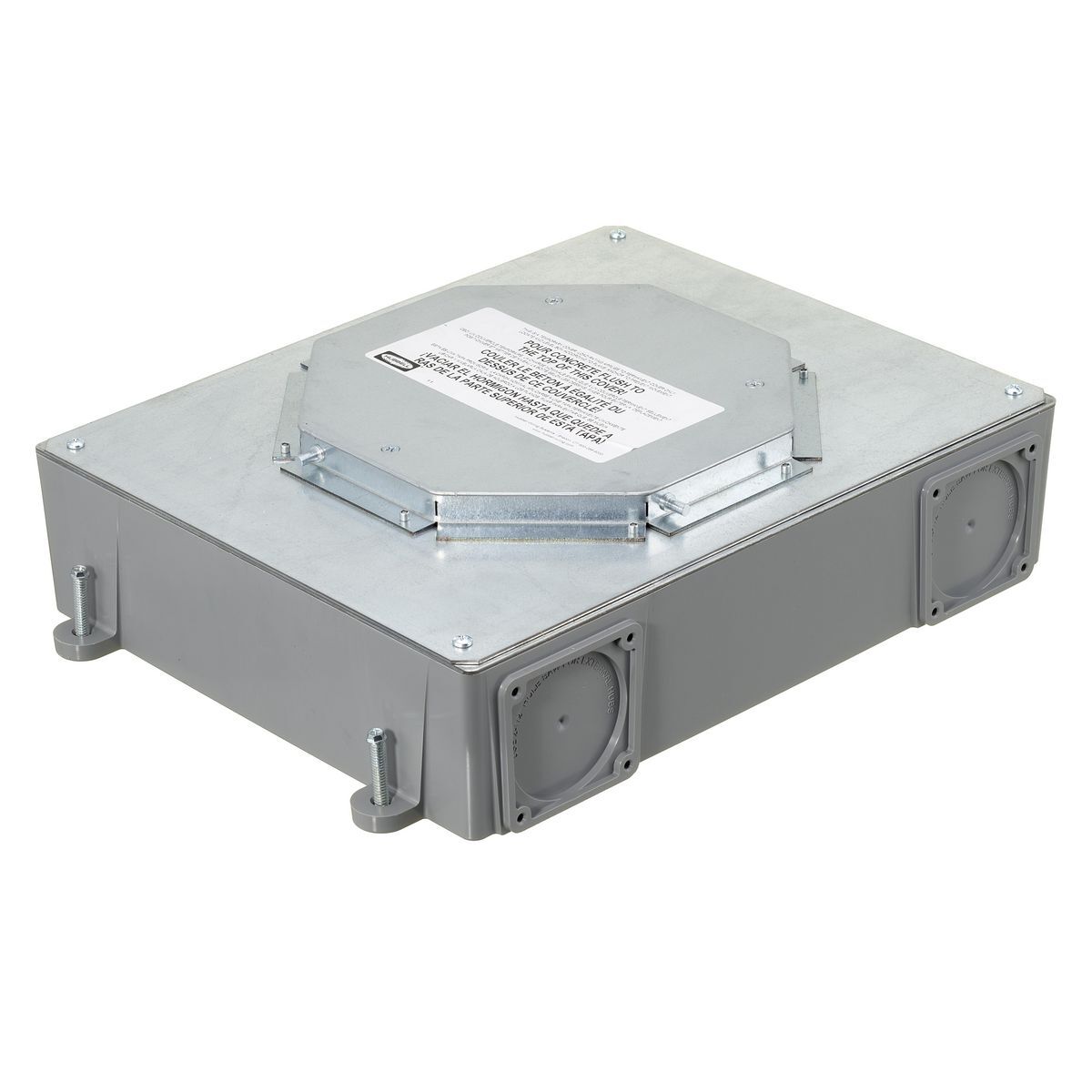 SystemOne ETERNAL Series Concrete Floorboxes, PVC Base Box, Recessed, 4-Gang CFB E-Series Box for Round Covers, 3.88" Minimum Depth of Pour, Corrosion Resistant