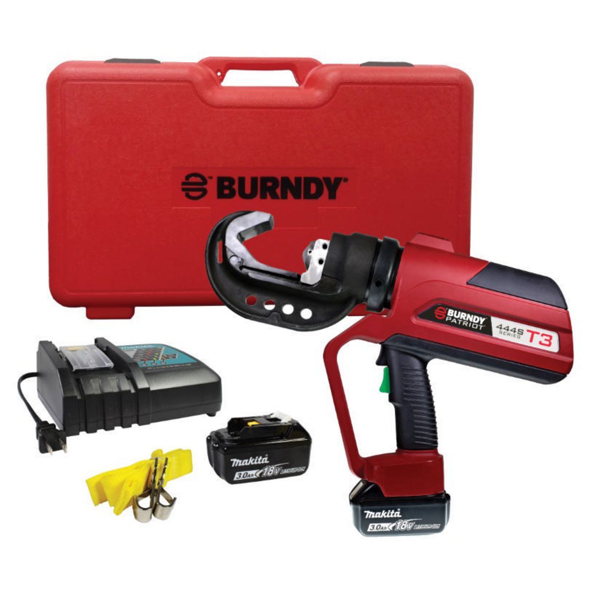 PATRIOT T3 11-Ton Battery Crimper, Dieless C-Head, (2) 3.0Ah 18V Li-Ion Batteries, 120V AC Charger, Hard Case