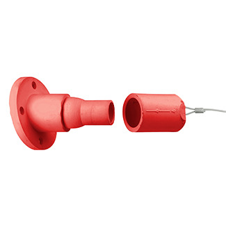 22 Series Single Pole 15 Degree Cam-Type, Ball Nose In-Line Threaded Female Panel Receptacle, 250-750MCM, 690 Amp Max, Red