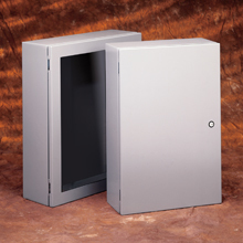 Eaton B-Line series wall mounted panel enclosure,36" height,16" length,30" width,NEMA 4,Hinged cover,SD enclosure,Wall mount,Medium single door,Thru holes,optional external mounting feet,Carbon steel,Seamless poured in-place gasket