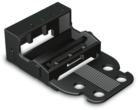 221 LEVER-NUTS® mounting carrier; 5-conductor; screw mounting; black