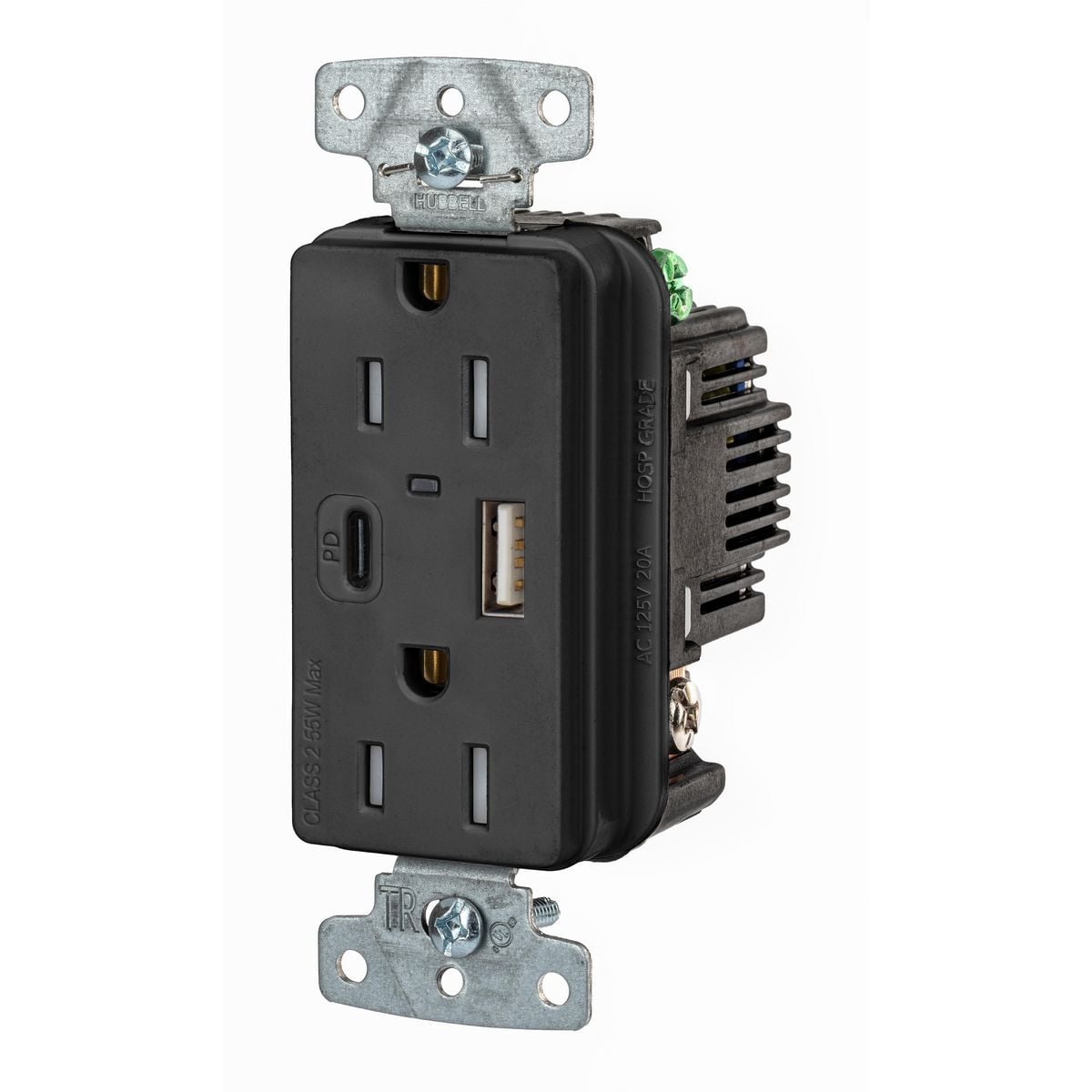 Tamper Resistant Receptacle, 2-Pole 3-Wire Grounding, 1 Type "C" Power Delivery, 1 Type "A" Standard 5V
