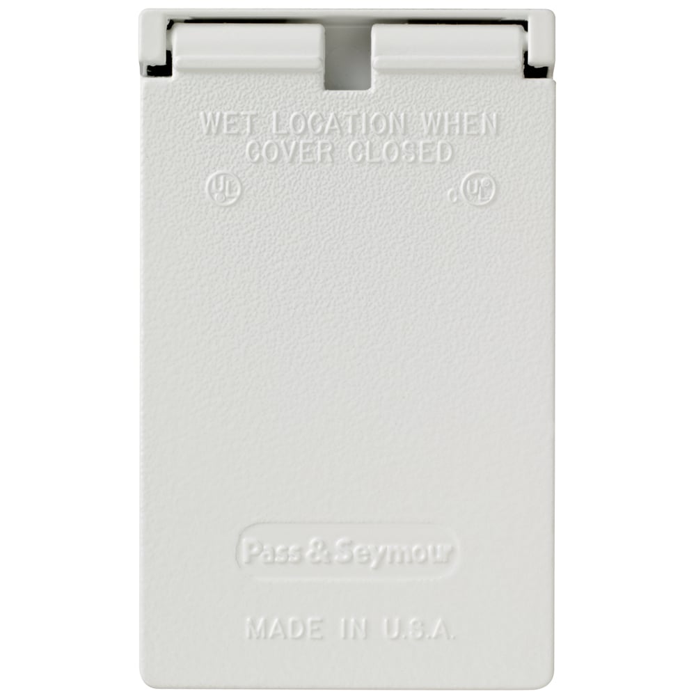 Weatherproof Cover 1 Gang Duplex Receptacle Vertical 1 Self Closing Lid, White