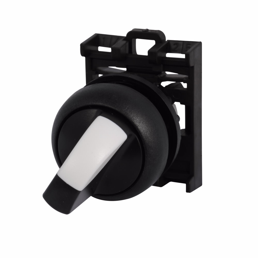 Eaton M22 modular pushbutton, M22 Modular Selector Switch Operator, 22.5 mm, Knob, Maintained, Non-illuminated, Bezel: Black, Button: Black, IP66, NEMA 4X, 13, Four-position, 100,000 Operations