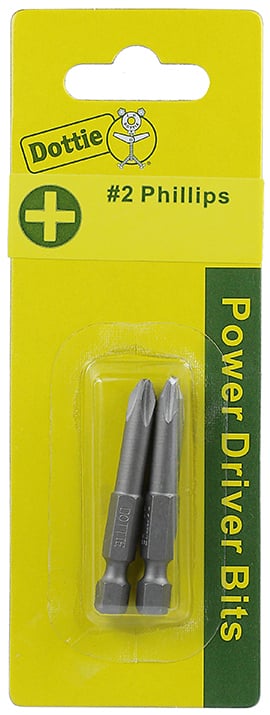 Power Bit, #2 tip size, Phillips tip type, 3 in. overall length, 2 pieces, #8-10 screw size