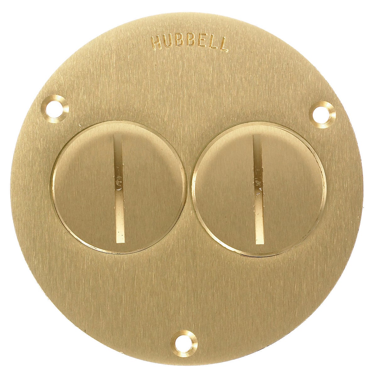 Flush Concrete Floor Box Series, 1-Gang Cover, Round, Duplex Threaded Screws, Brass