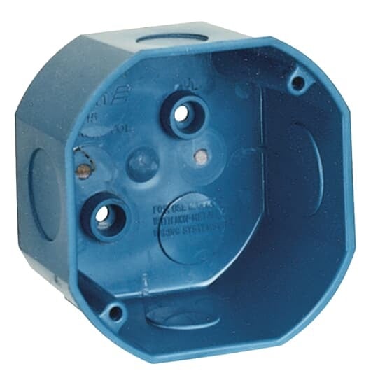 4 Inch 20.5 Cubic Inch  ENT non-metallic octagon ceiling box with 1/2 Inch knockouts.